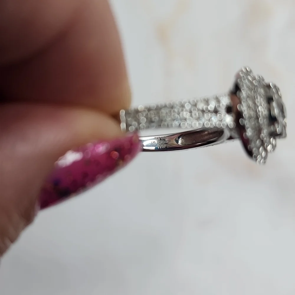 1ct tw Round double halo diamond 10k engagement ring